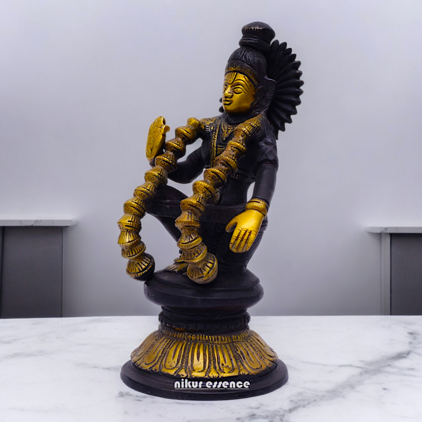 Brass Ayyappa Sitting statue - 9 inch Nikuressence