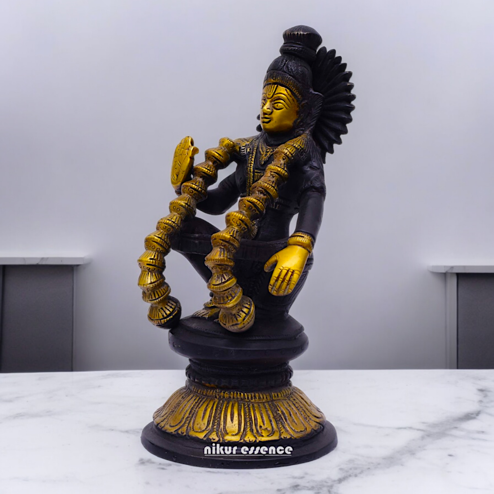 Brass Ayyappa Sitting statue - 9 inch Nikuressence