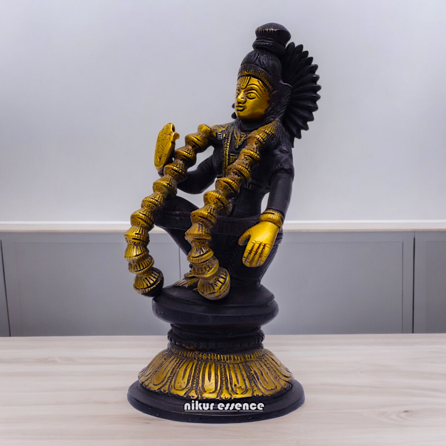 Brass Ayyappa Sitting statue - 9 inch Nikuressence