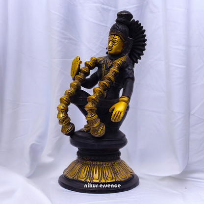 Brass Ayyappa Sitting statue - 9 inch Nikuressence