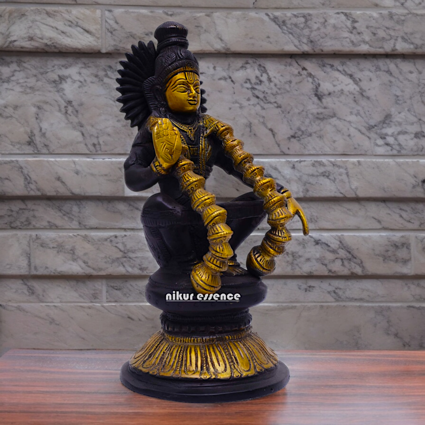 Brass Ayyappa Sitting statue - 9 inch Nikuressence