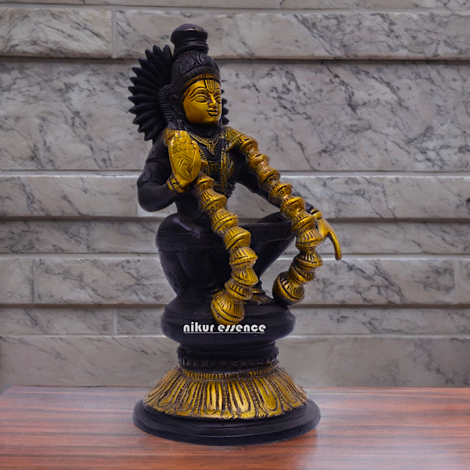 Brass Ayyappa Sitting statue - 9 inch Nikuressence
