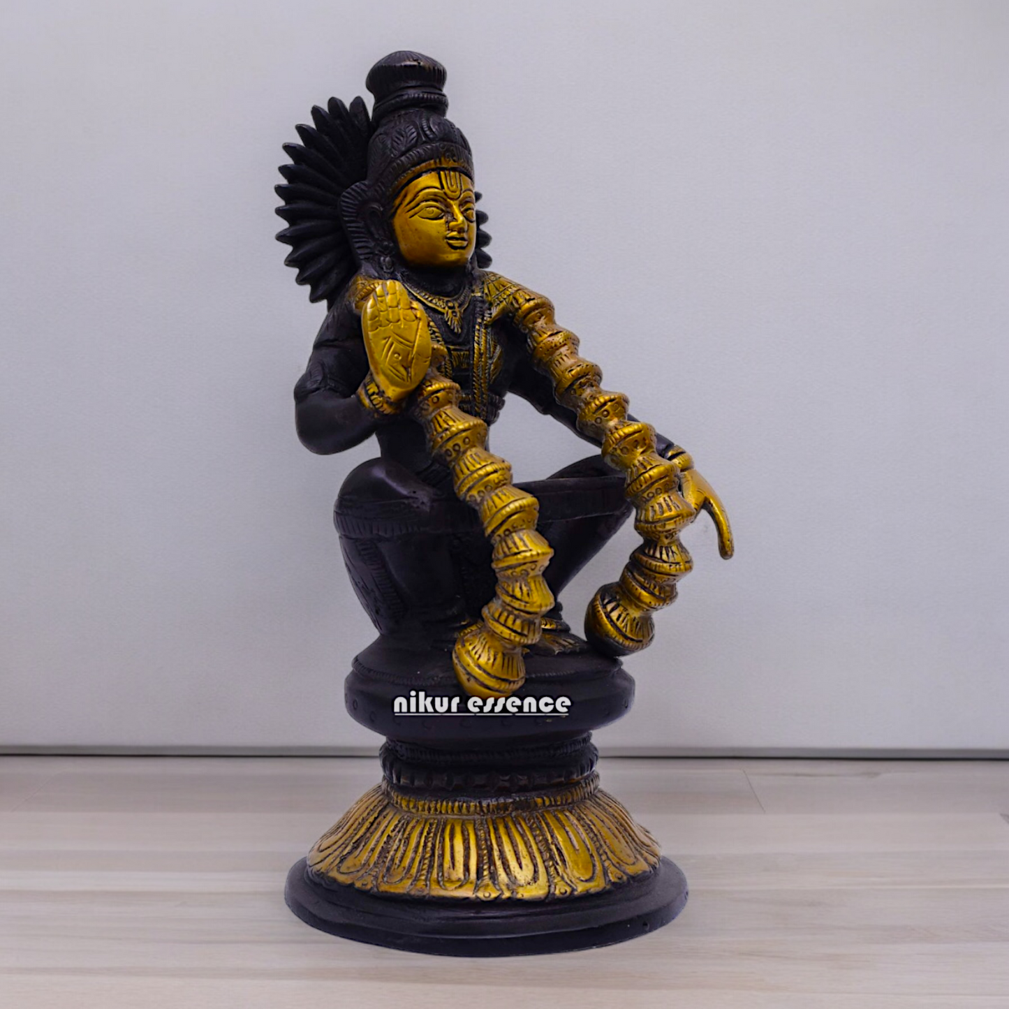 Brass Ayyappa Sitting statue - 9 inch Nikuressence