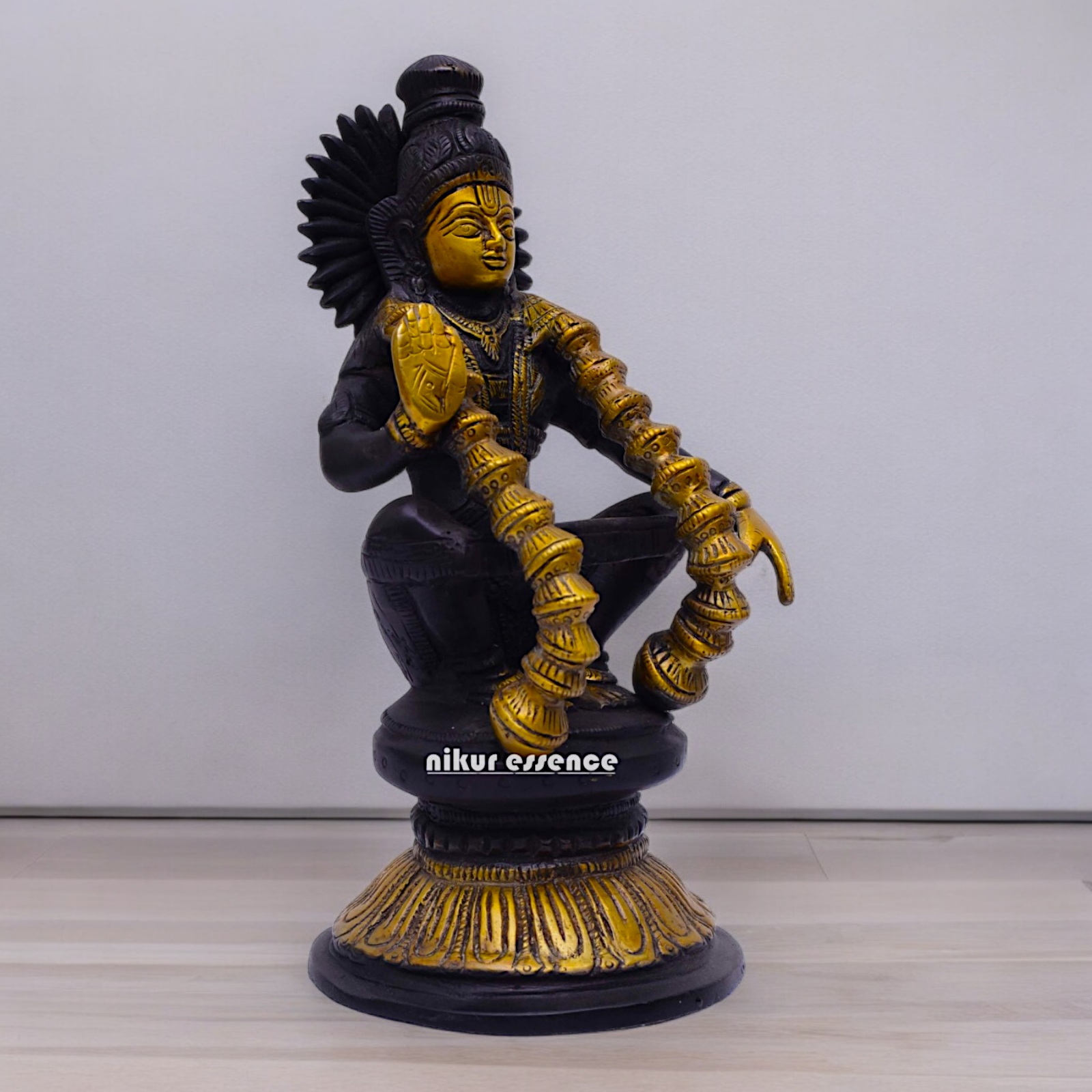 Brass Ayyappa Sitting statue - 9 inch Nikuressence