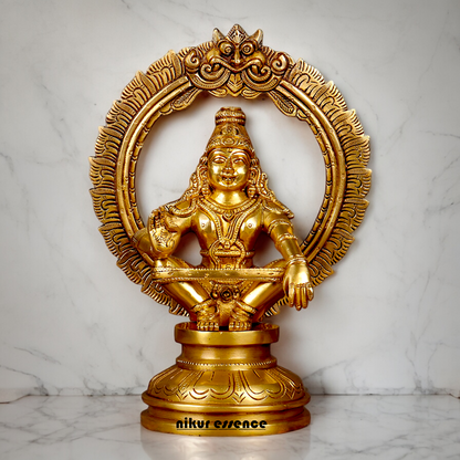 Lord Ayyappa Murugan Swamy Solid Brass idol - 10.4 inch Nikuressence