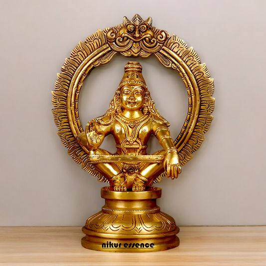 Lord Ayyappa Murugan Swamy Solid Brass idol - 10.4 inch Nikuressence