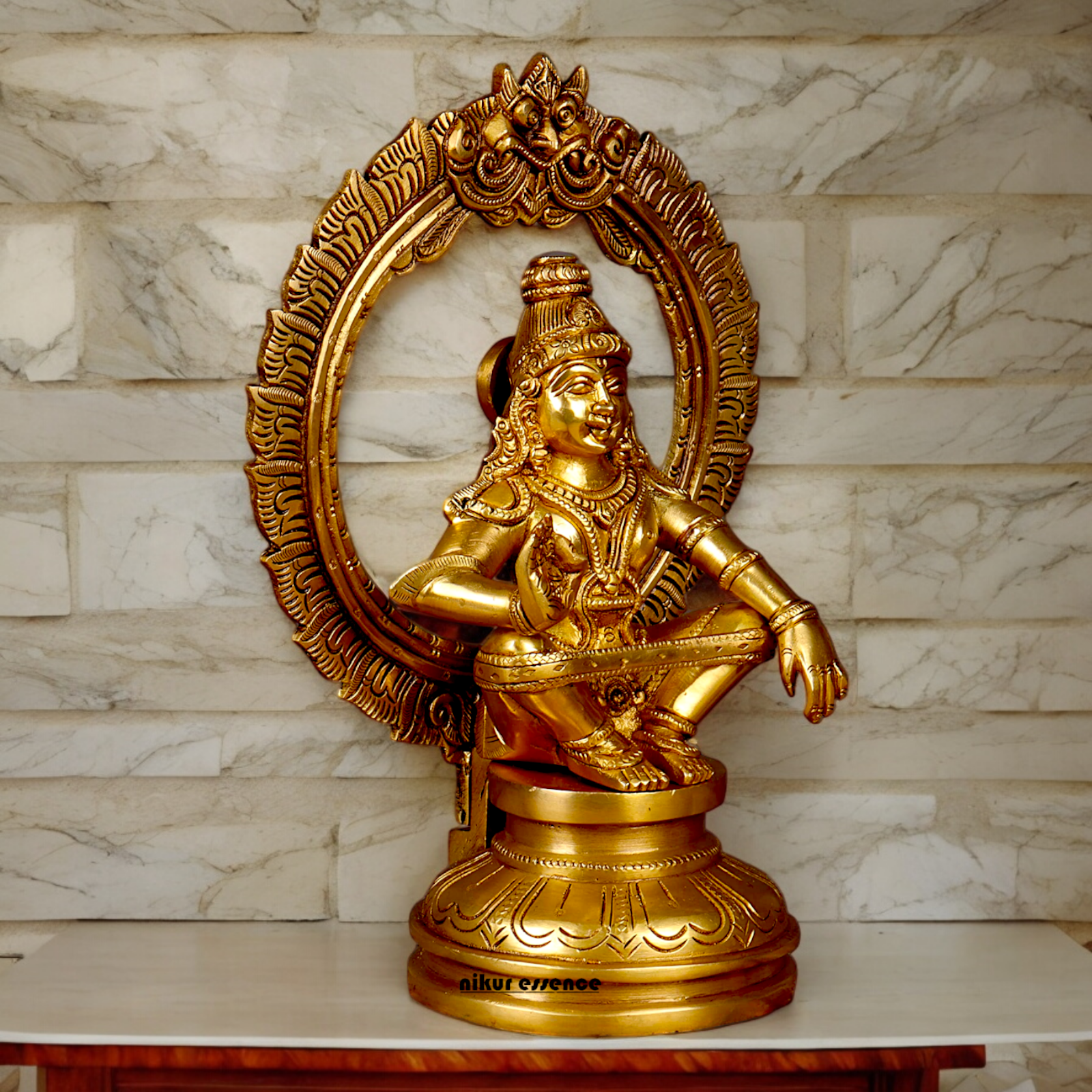 Lord Ayyappa Murugan Swamy Solid Brass idol - 10.4 inch Nikuressence