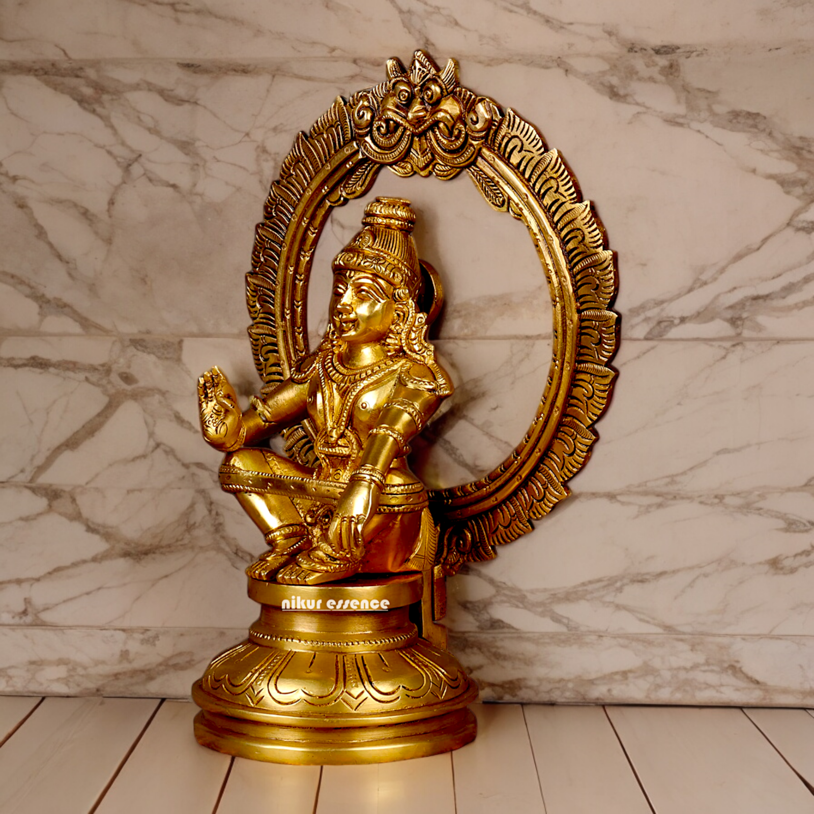 Lord Ayyappa Murugan Swamy Solid Brass idol - 10.4 inch Nikuressence