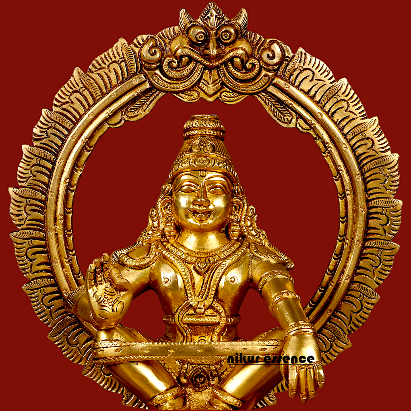 Lord Ayyappa Murugan Swamy Solid Brass idol - 10.4 inch Nikuressence