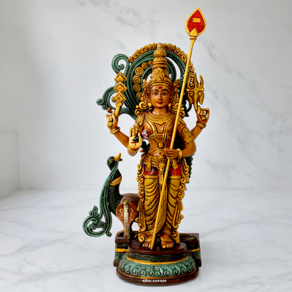 Lord Murugan Kartikeya Brass idol - 23 inch Nikuressence