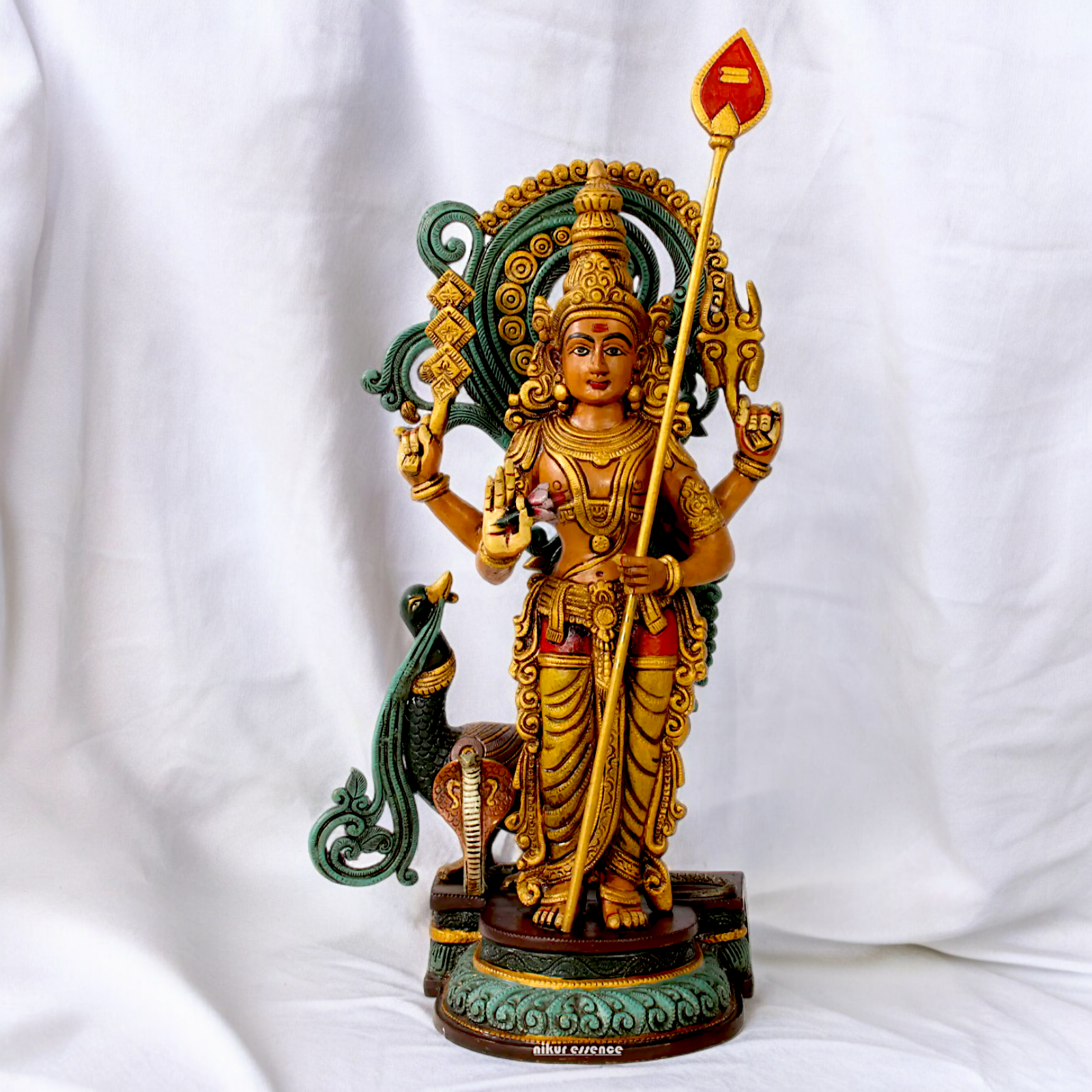 Lord Murugan Kartikeya Brass idol - 23 inch Nikuressence
