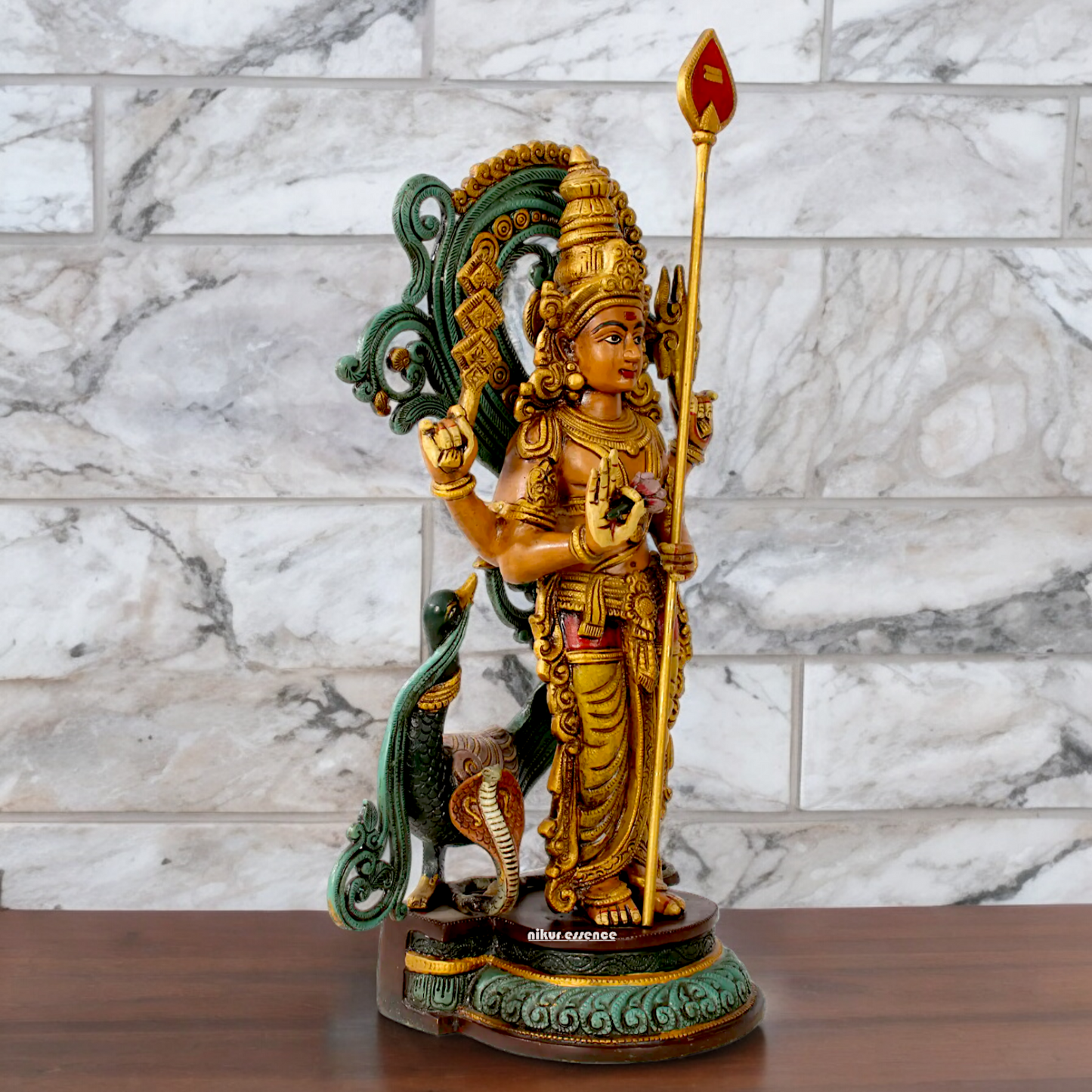 Lord Murugan Kartikeya Brass idol - 23 inch Nikuressence