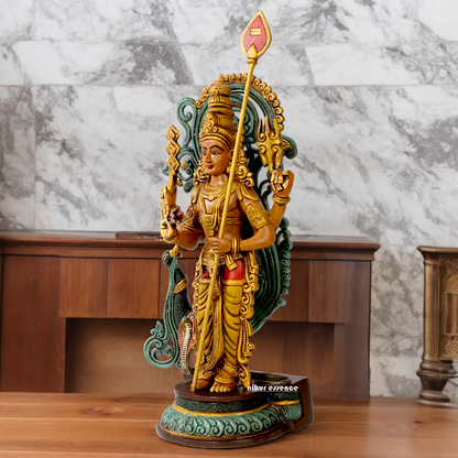 Lord Murugan Kartikeya Brass idol - 23 inch Nikuressence