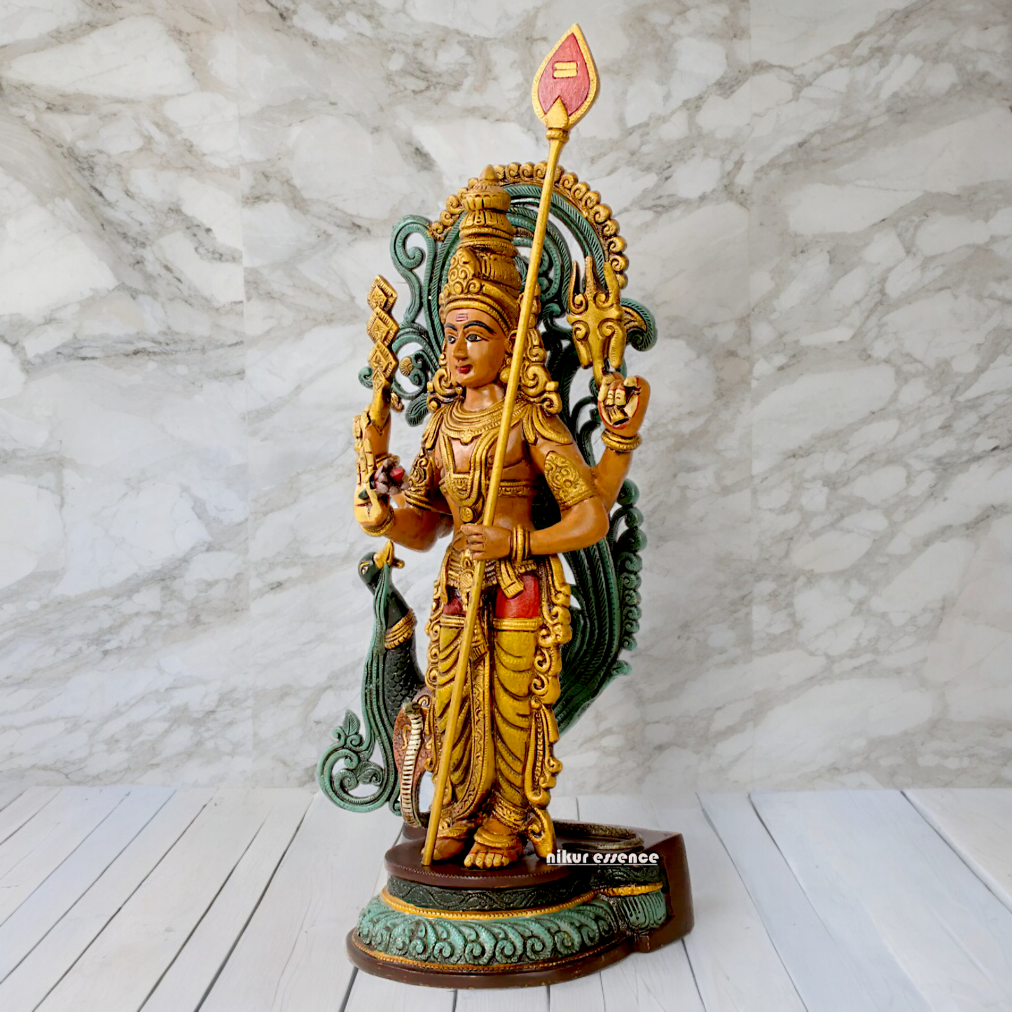Lord Murugan Kartikeya Brass idol - 23 inch Nikuressence