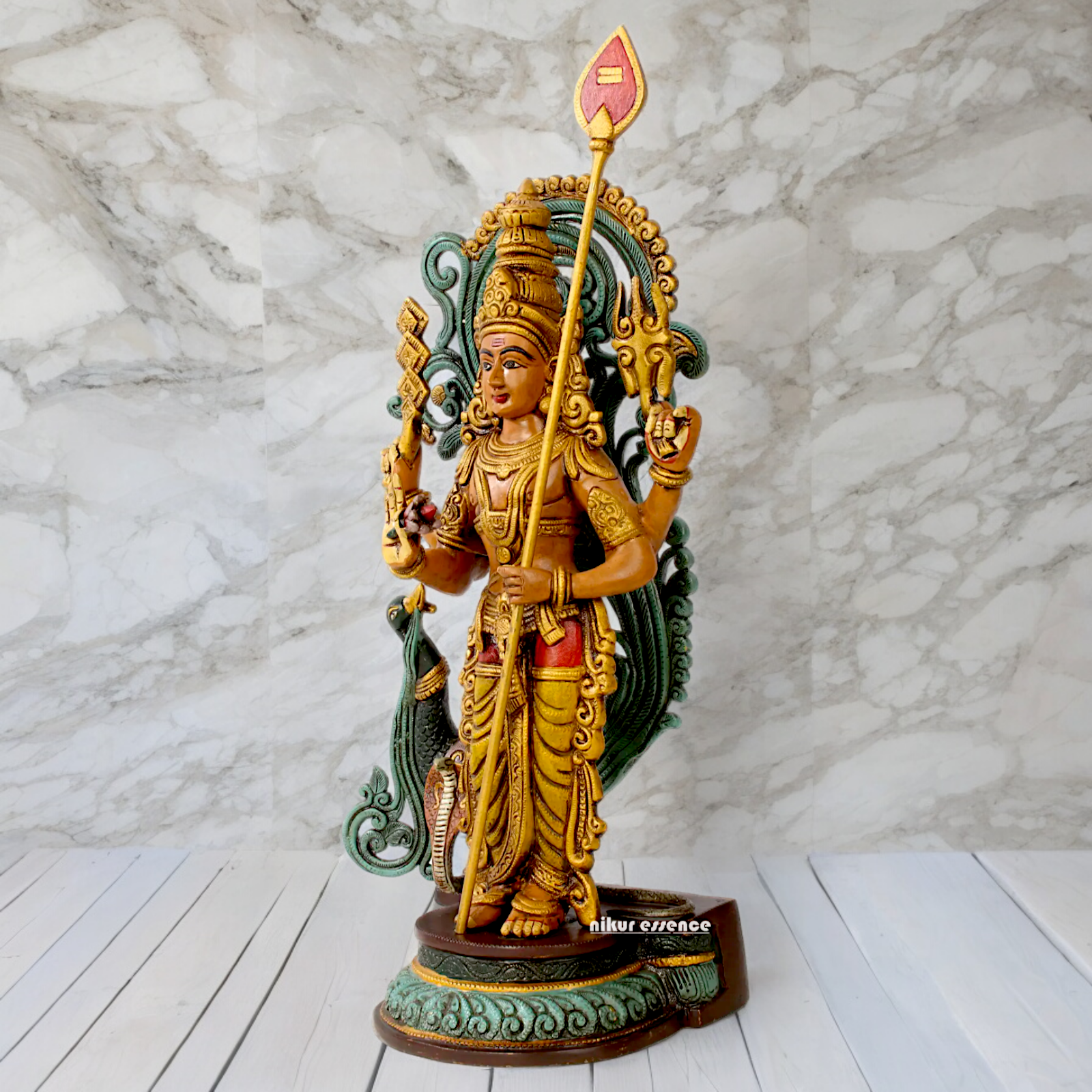 Lord Murugan Kartikeya Brass idol - 23 inch Nikuressence