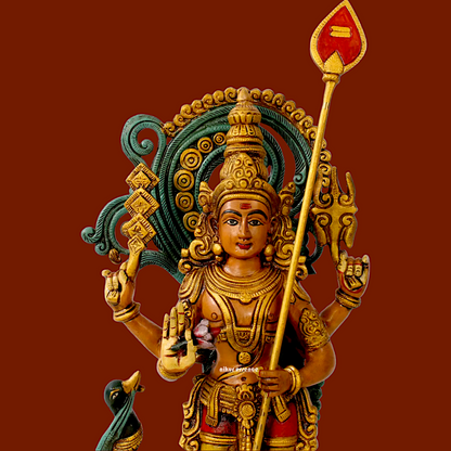 Lord Murugan Kartikeya Brass idol - 23 inch Nikuressence