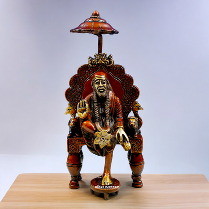 Lord Sai Baba Brass idol - 7 inch Nikuressence