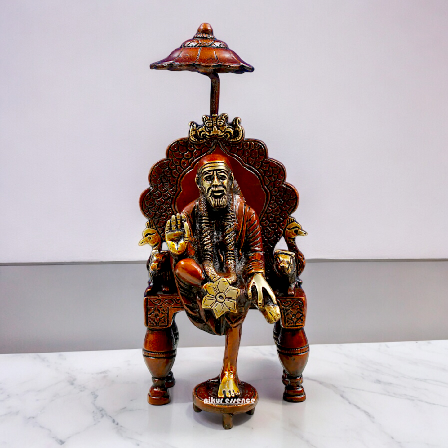 Lord Sai Baba Brass idol - 7 inch Nikuressence