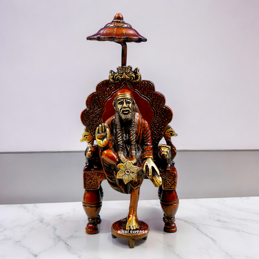 Lord Sai Baba Brass idol - 7 inch Nikuressence