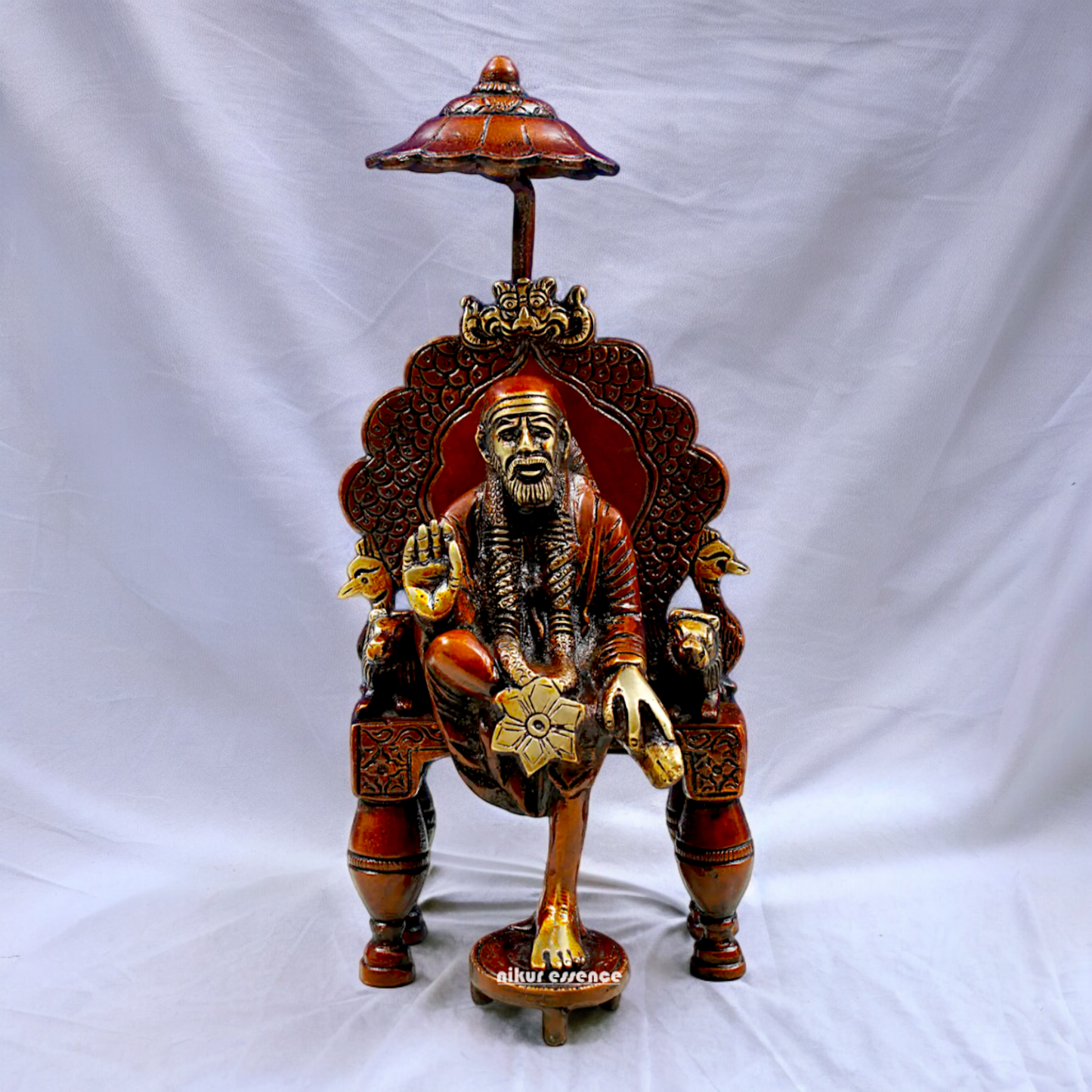 Lord Sai Baba Brass idol - 7 inch Nikuressence