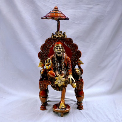 Lord Sai Baba Brass idol - 7 inch Nikuressence