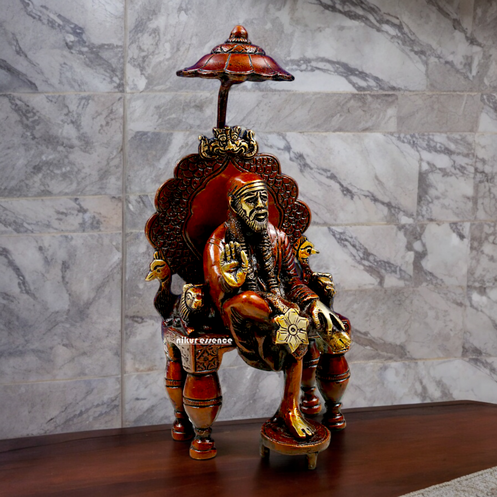 Lord Sai Baba Brass idol - 7 inch Nikuressence