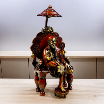 Lord Sai Baba Brass idol - 7 inch Nikuressence