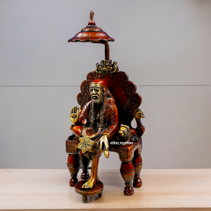 Lord Sai Baba Brass idol - 7 inch Nikuressence