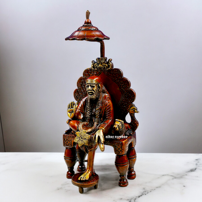 Lord Sai Baba Brass idol - 7 inch Nikuressence