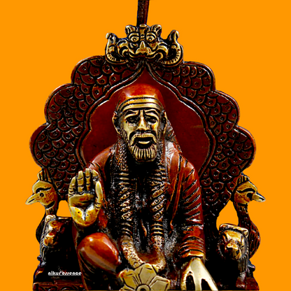 Lord Sai Baba Brass idol - 7 inch Nikuressence