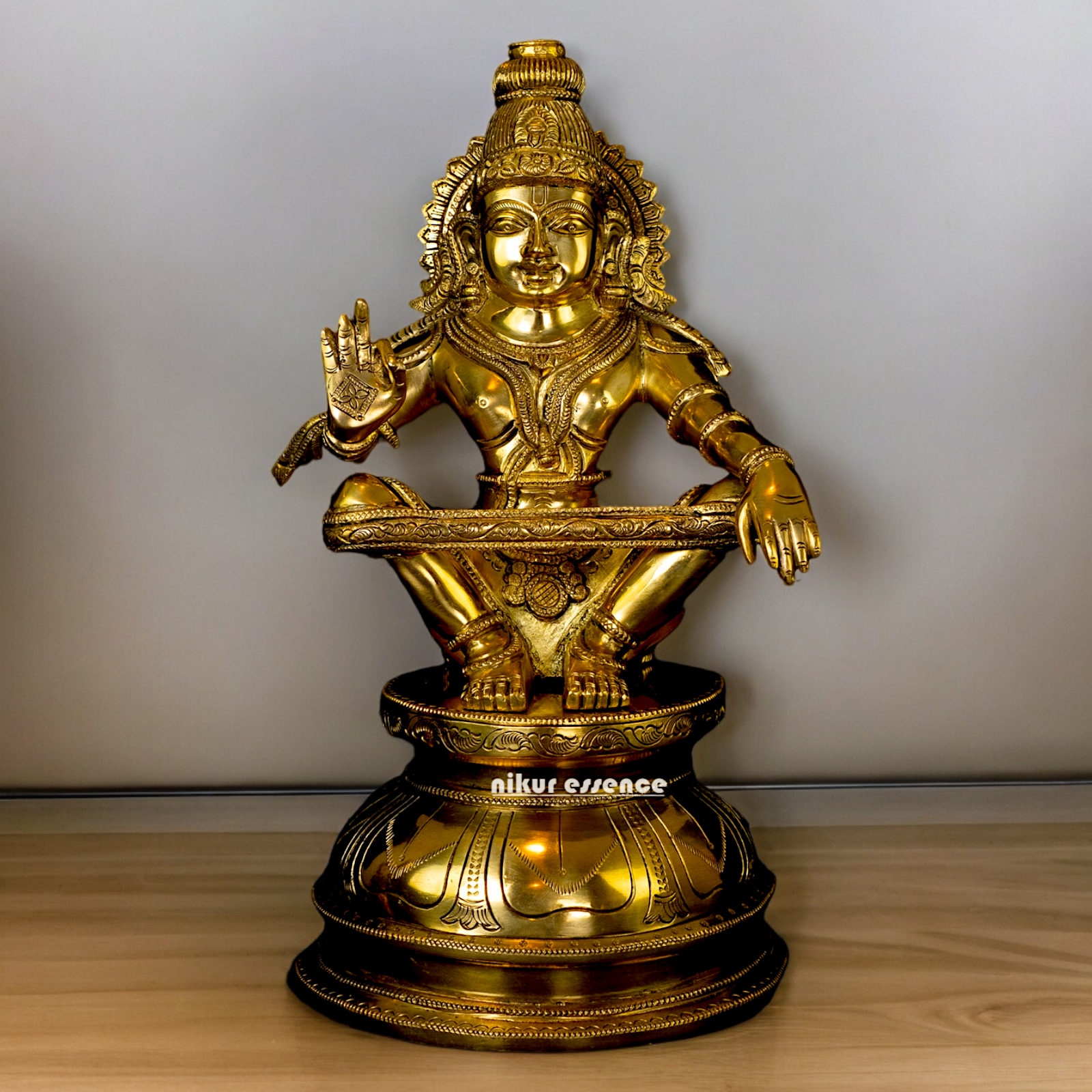 Solid Brass Ayyappa Ayyappan sitting Idol- 14 inch Nikuressence