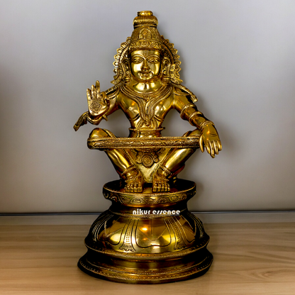 Solid Brass Ayyappa Ayyappan sitting Idol- 14 inch Nikuressence