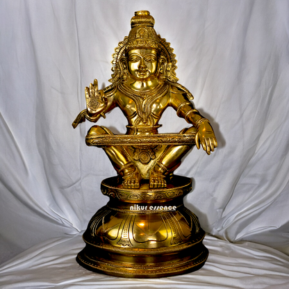 Solid Brass Ayyappa Ayyappan sitting Idol- 14 inch Nikuressence