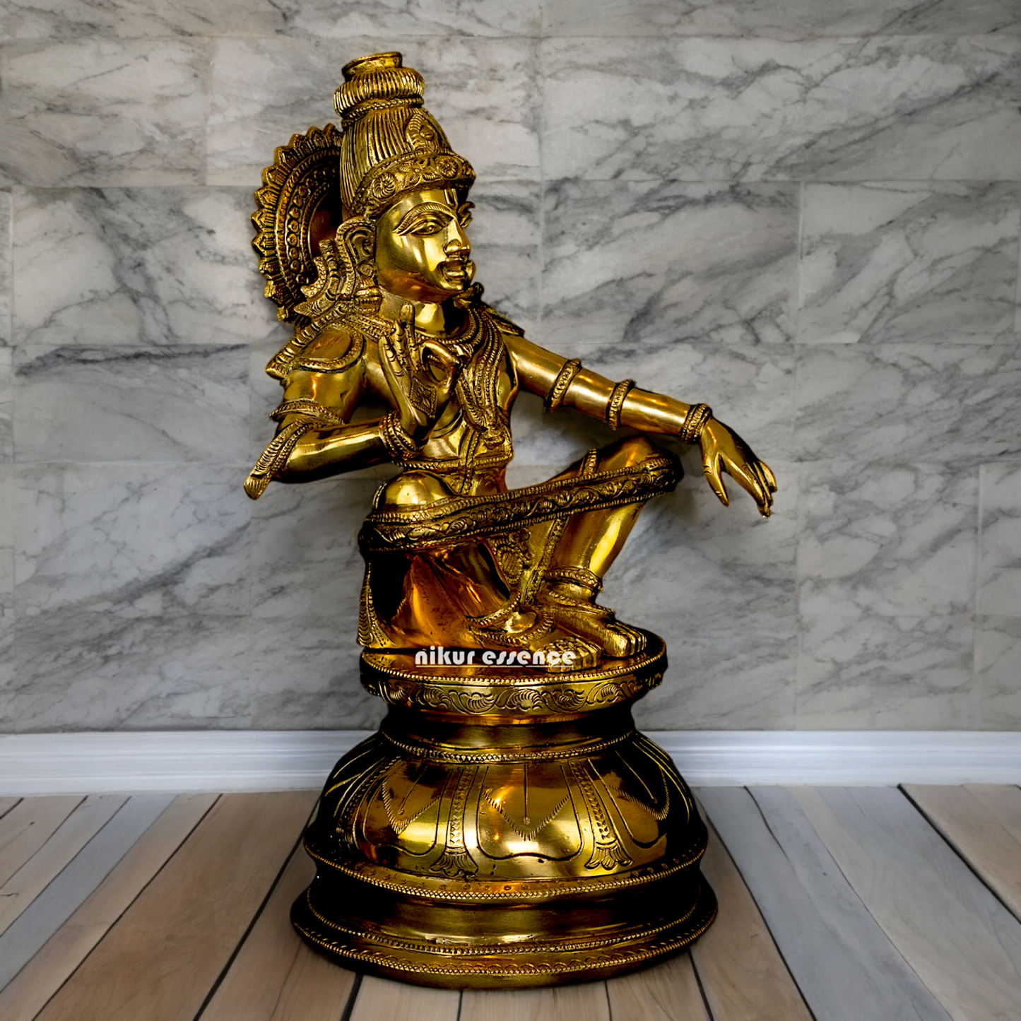 Solid Brass Ayyappa Ayyappan sitting Idol- 14 inch Nikuressence