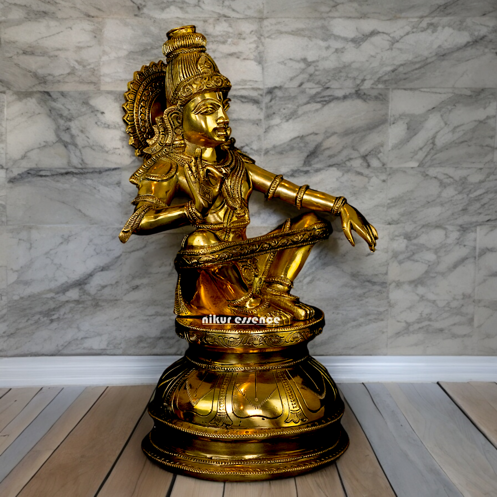 Solid Brass Ayyappa Ayyappan sitting Idol- 14 inch Nikuressence