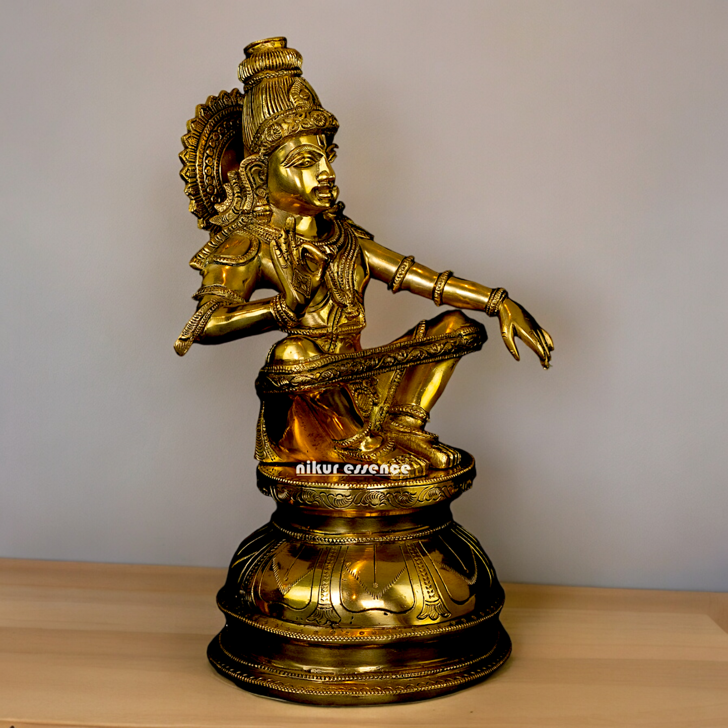 Solid Brass Ayyappa Ayyappan sitting Idol- 14 inch Nikuressence
