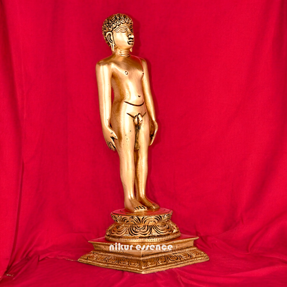 Solid Brass Jain Guru Lord Mahavir Standing Statue - 9.5 inch Nikuressence