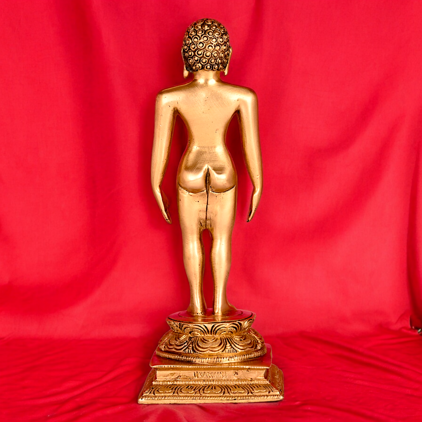 Solid Brass Jain Guru Lord Mahavir Standing Statue - 9.5 inch Nikuressence