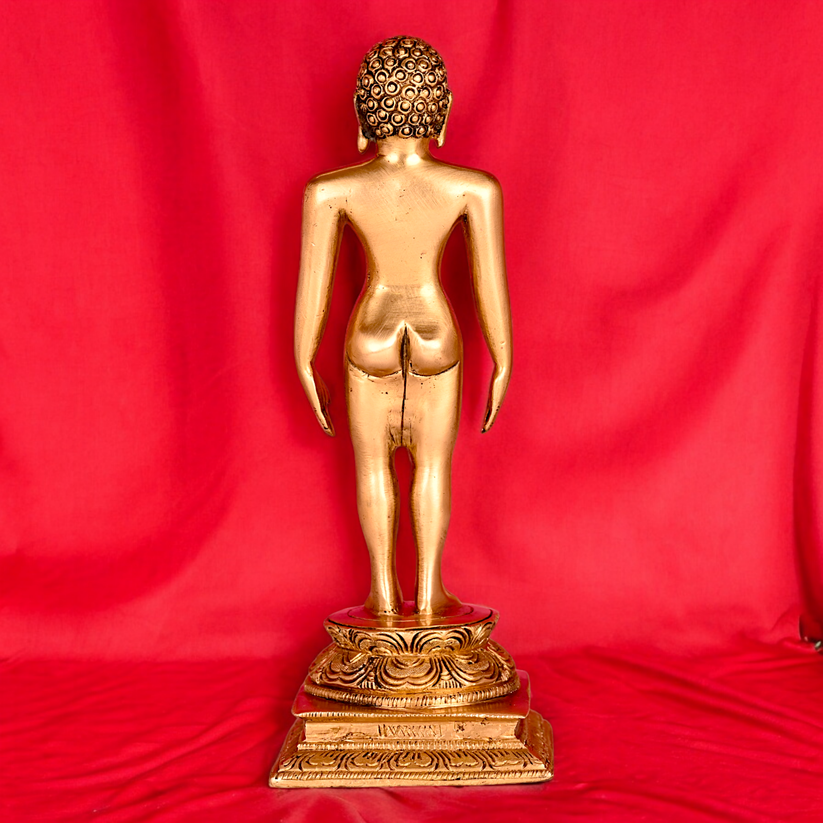 Solid Brass Jain Guru Lord Mahavir Standing Statue - 9.5 inch Nikuressence