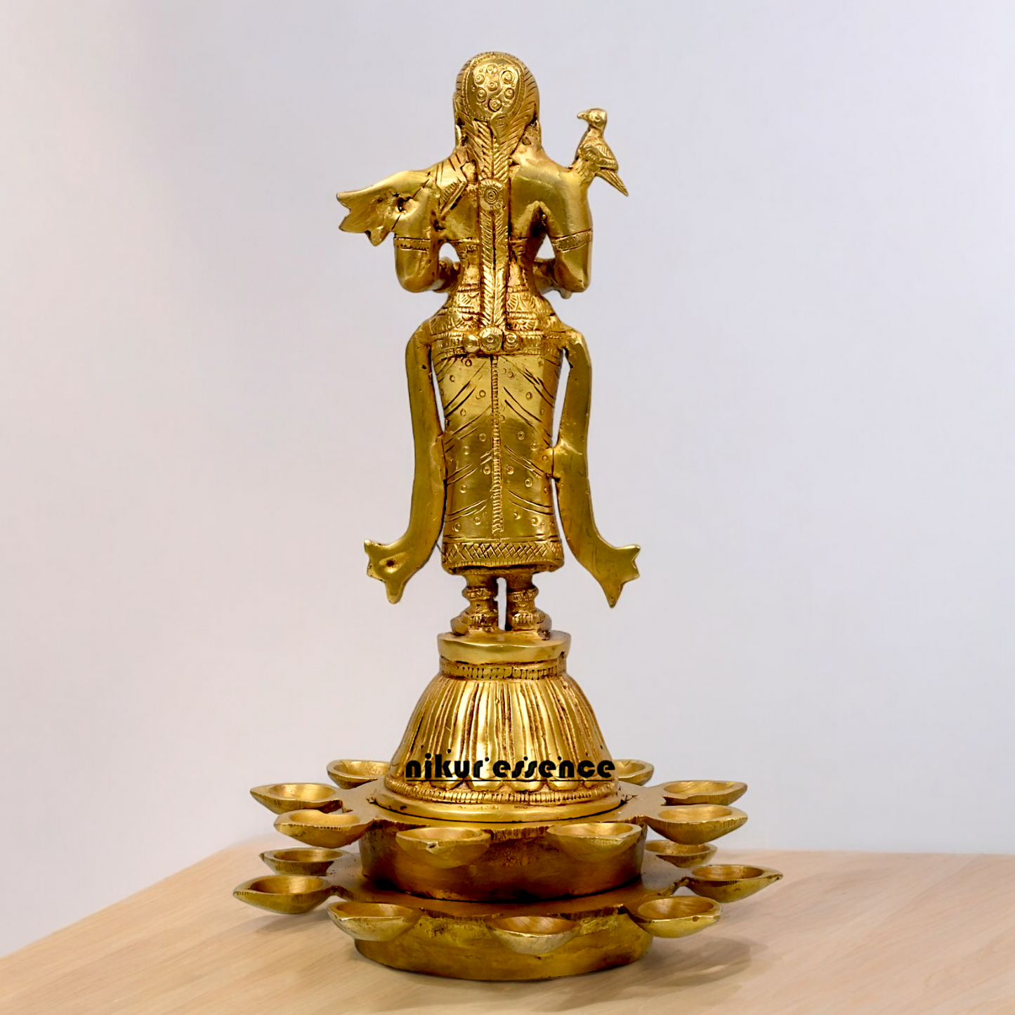 Solid Brass Deep Lakshmi Standing Diya - 14 inches Nikuressence