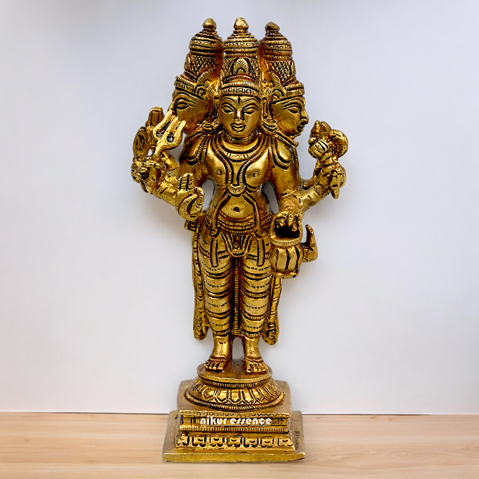 Lord Brahma Vishnu Mahesh dattatreya Solid Brass Idol - 6.5 inches Nikuressence