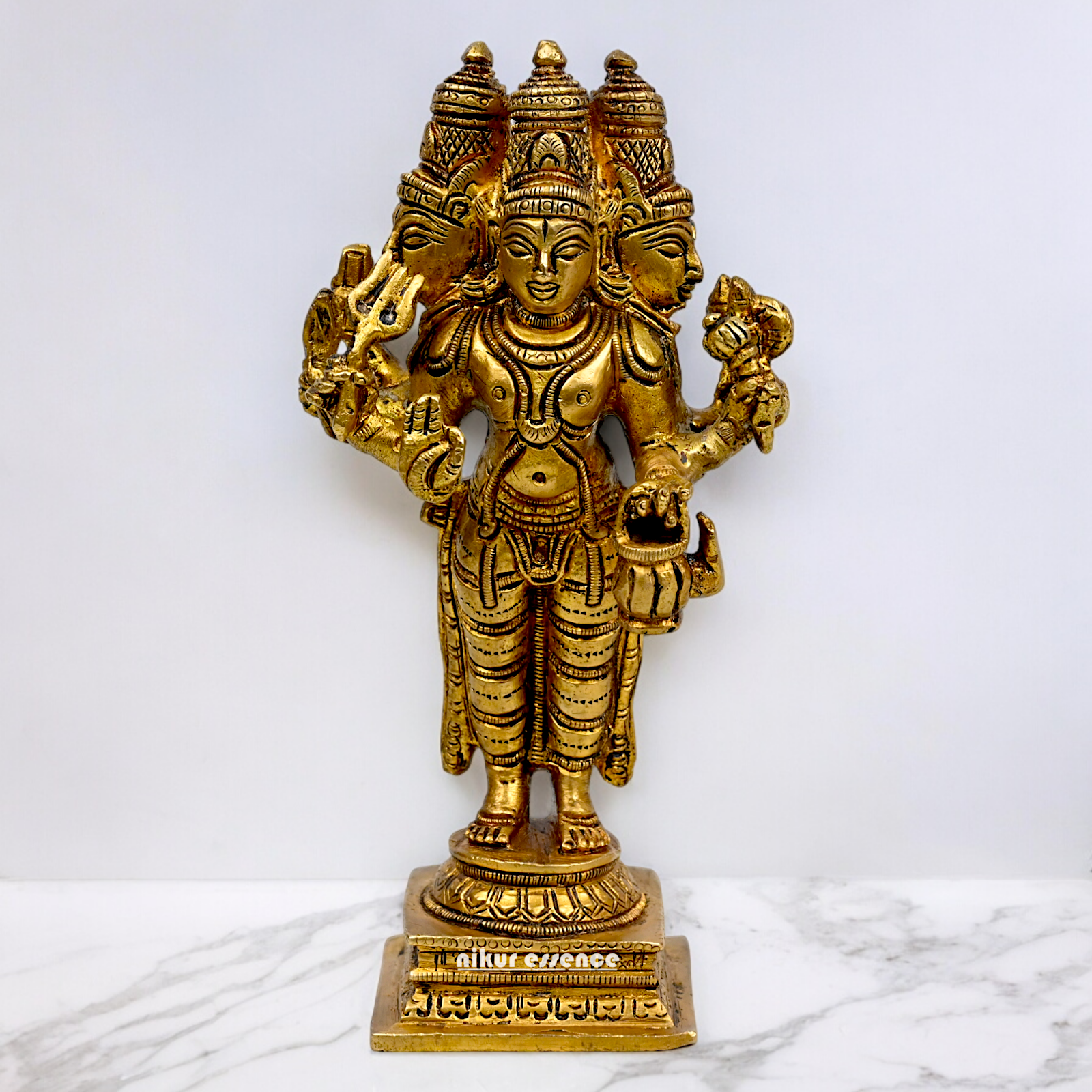 Lord Brahma Vishnu Mahesh dattatreya Solid Brass Idol - 6.5 inches Nikuressence