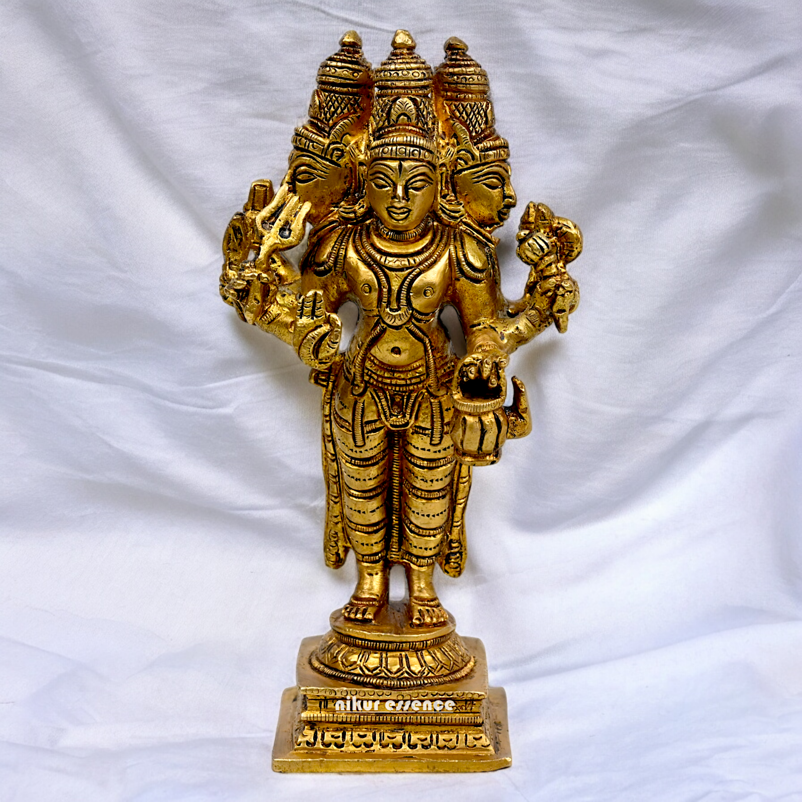 Lord Brahma Vishnu Mahesh dattatreya Solid Brass Idol - 6.5 inches Nikuressence