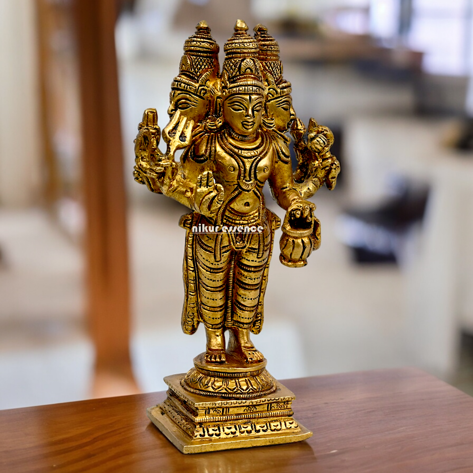 Lord Brahma Vishnu Mahesh dattatreya Solid Brass Idol - 6.5 inches Nikuressence
