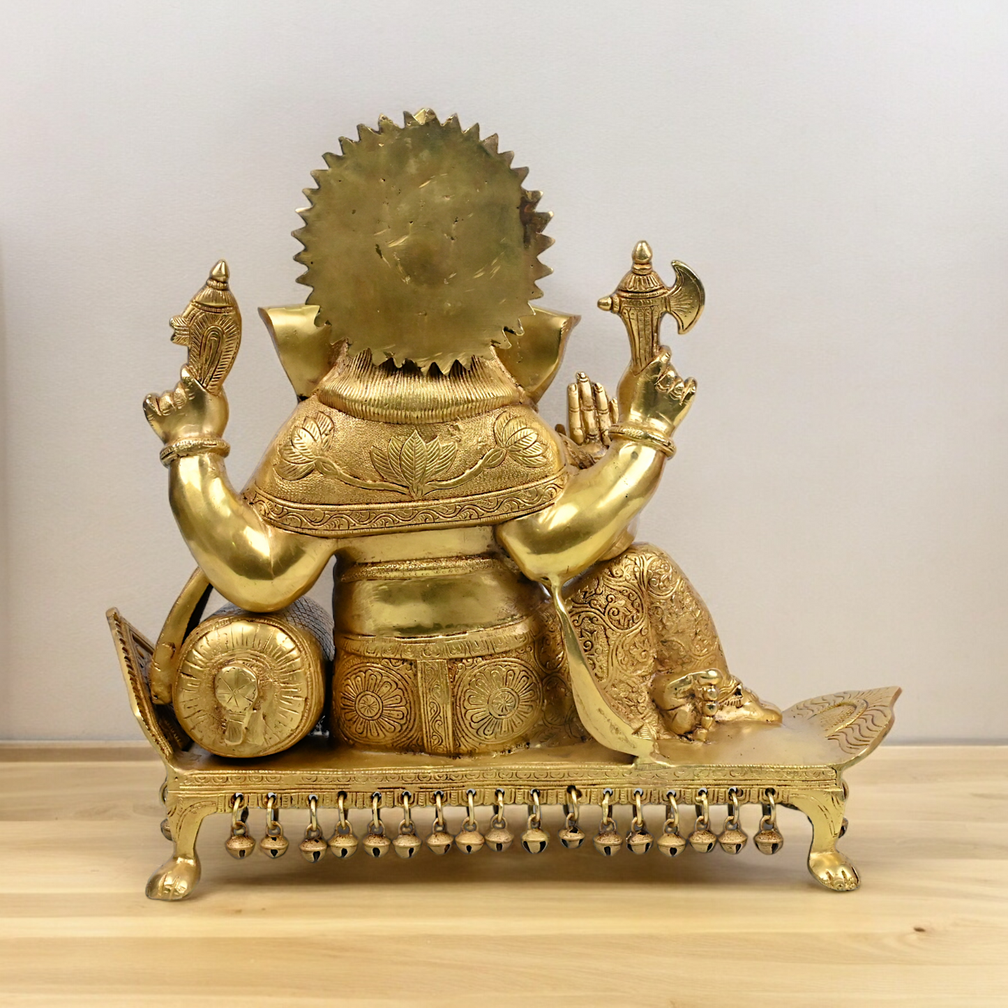 Goddess Ganesh Ganpati Sitting on Singhasan Solid Brass Idol - 16 inches Nikuressence