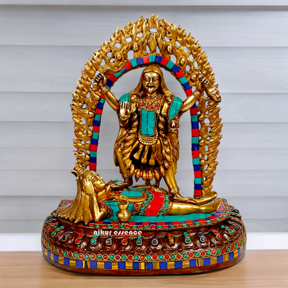 Goddess Maha Kali brtass Idol with Stone Work - 12 inches Nikuressence