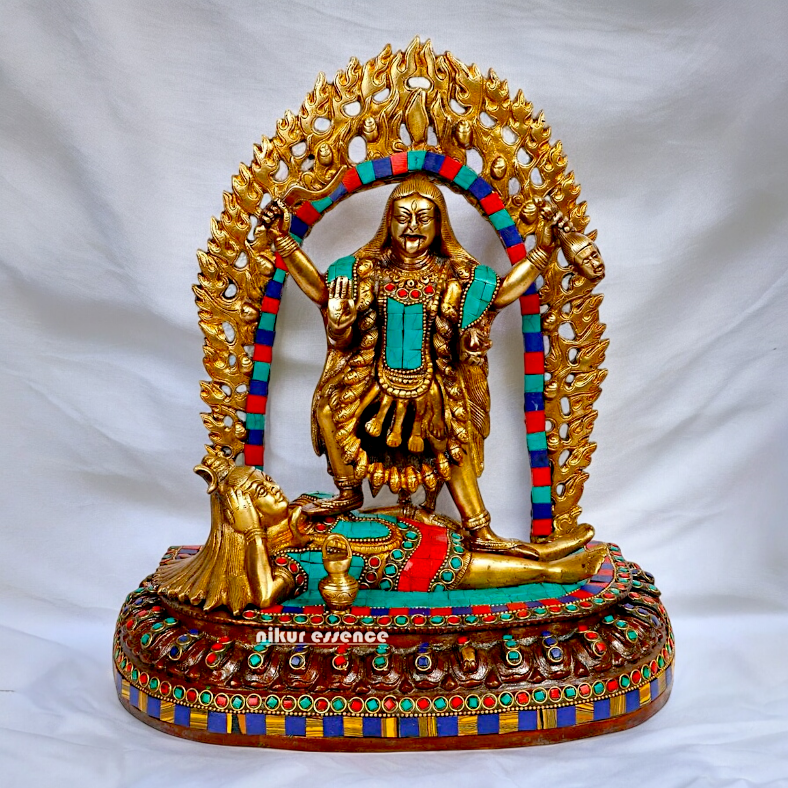 Goddess Maha Kali brtass Idol with Stone Work - 12 inches Nikuressence