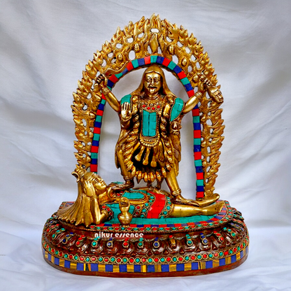 Goddess Maha Kali brtass Idol with Stone Work - 12 inches Nikuressence