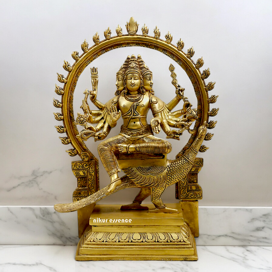 Solid Braas Murugan Kartikeya with peacock idol - 17.5 Inches Nikuressence