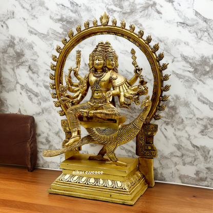 Solid Braas Murugan Kartikeya with peacock idol - 17.5 Inches Nikuressence